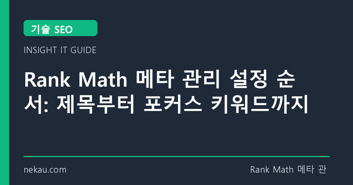Rank Math 메타 관리 설정 순서: 제목부터 포커스 키워드까지 썸네일