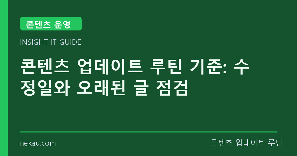 콘텐츠 업데이트 루틴 기준: 수정일와 오래된 글 점검 썸네일