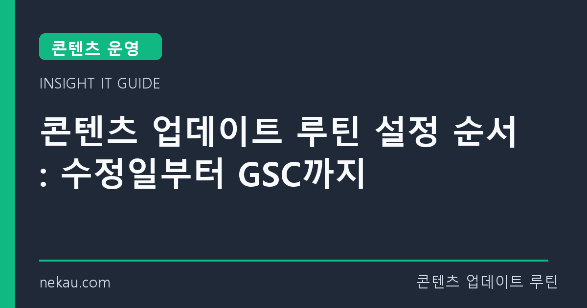 콘텐츠 업데이트 루틴 설정 순서: 수정일부터 GSC까지 썸네일