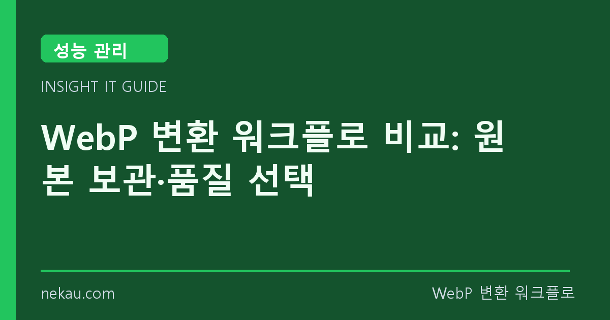 WebP 변환 워크플로 비교: 원본 보관·품질 선택 썸네일