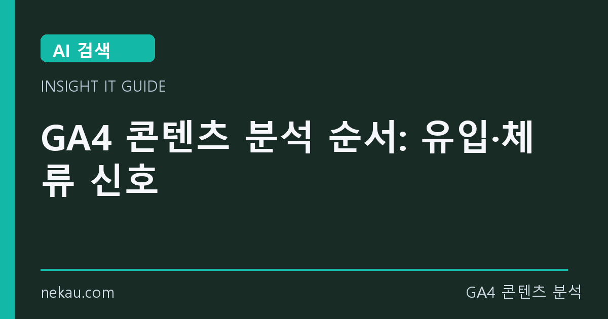 GA4 콘텐츠 분석 순서: 유입·체류 신호 썸네일