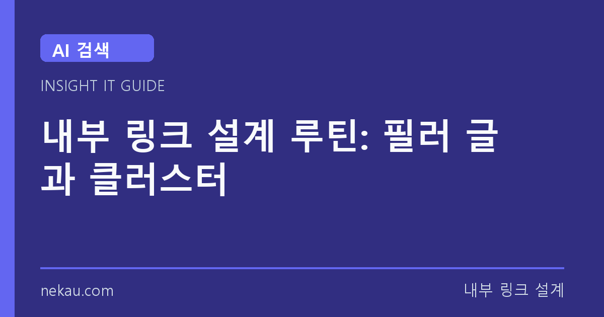 내부 링크 설계 루틴: 필러 글과 클러스터 썸네일